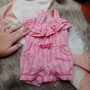 Penelope Mack | Pink Seersucker Romper Striped